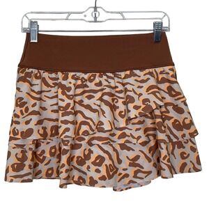 Aerie Offline Maggie Ruffle Skort Animal Print Brown Orange M Tennis‎ Pickleball